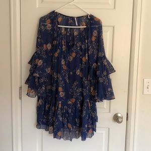 Dark blue floral free people dress